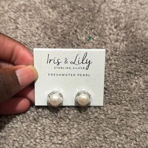 Iris & Lily Sterling Silver Freshwater Pearl Earrings